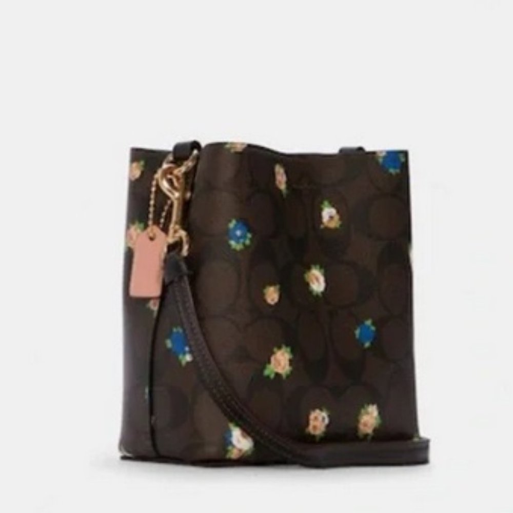 COACH NWT Mini Town Bucket Bag In Signature Canvas With Vintage Mini Rose Print - Picture 5 of 13